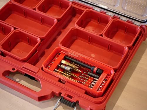 Кутия за инструменти Milwaukee PACKOUT с низкопрофильным организатора ([Червен] Дълъг чекмедже + 1 най-държач за бита