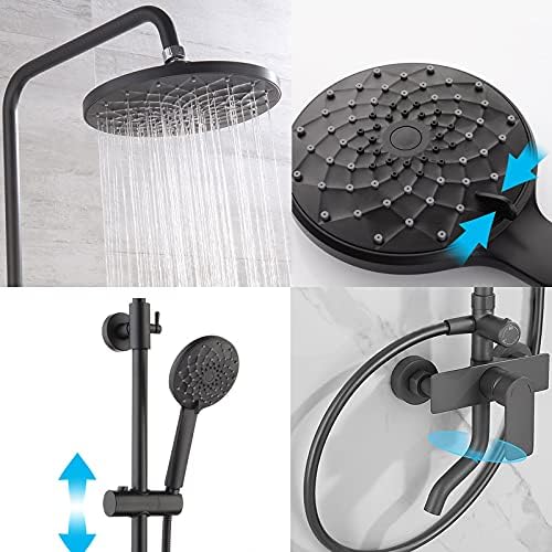 Душ система, стенен смесител за душ, комбиниран комплект за душ с дъждовна дюза с високо налягане, ръчен душ и смесителна
