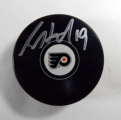 Скот Хартнелл 19 Подписа Хокей шайба Филаделфия Флайърс NHL Авто Щайнер 05 - за Миене на НХЛ с автограф