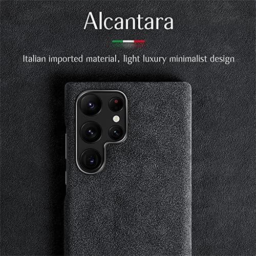 Калъф AKANTRA Alcantara за Samsung Galaxy S23 Ultra, напълно увити синтетичен велур ръчна изработка, съвместим с безжична