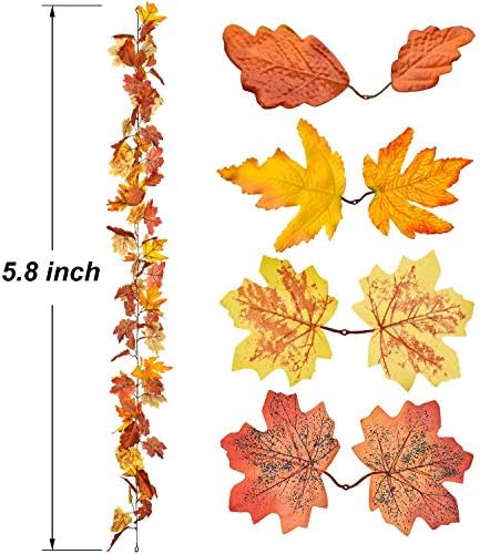 Lvydec 2 Опаковки Есента Гирлянди от Кленов Листа Оформяне - 5,8 метра/Направление Изкуствена Венец от Есенни Листа Цветна