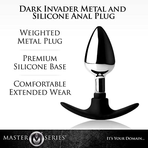 Анален накрайник от метал и силикон Dark Нашественик - Среден | Хибриден дизайн за удовлетворение и комфорт; Удобна крак