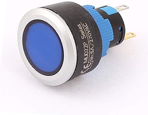 X-DREE 15,5 мм DC 12 В Синя led лампа с 5-пинов кнопочным ключа SPDT с капаче (Interruttore a pulsante a scatto a SPDT 5-пинов конектор за свързване на led blu 12V da 12,5 мм DC