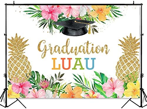Хавайски фон за бала Luau Летни Тропически Писма Клас 2023 г. Фон за снимки Хавайски тематична выпускная парти за средно образование или колеж Банер (7x5 фута)
