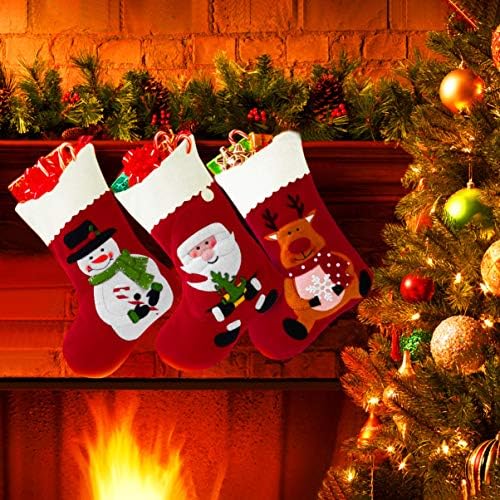 Toyvian 6 бр. Персонални Коледни Чорапи, Червени Филц и Коледни Празнични Чорапи, Коледни Чорапи, Окачени Чанти за Коледна Украса