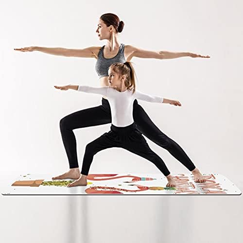 Дебел нескользящий постелката за йога и фитнес 1/4 с принтом Коледните фламинго за практикуване на Йога, Пилатес и фитнес на пода (61x183 см)