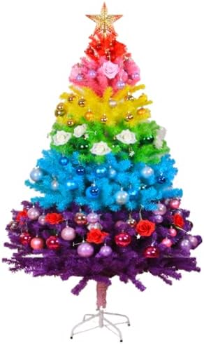 LJFLI Пъстра Коледна Елха 150 см, 180 см Коледен Наклон Индивидуалност Преливащи Дърво, Декорация на Търговски Център Двор Коледна Украса