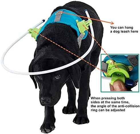 HQSLC Ореол за слепи кучета, Безделник Устройство За колан Слепи кучета, Регулируем Пръстен За защита на лицето и главата,