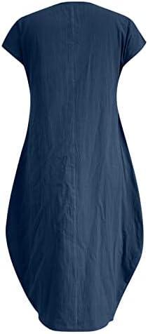 Жена лятно ежедневна рокля-риза с кръгло деколте и къс ръкав, с джобове, и свободно, намаляване, туника, блуза, за леггинсов, Vestido