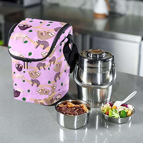 Дамски Чанта за обяд GUEROTKR, Кутия за Обяд за мъже, Дамски Кутия за Обяд, с лилаво модел във формата на листа на животните