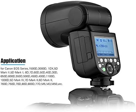 Светкавица за фотоапарат Godox V1C Speedlite Speedlight с кръгла глава, която е съвместима с Canon EOS Серия 1500D 3000D