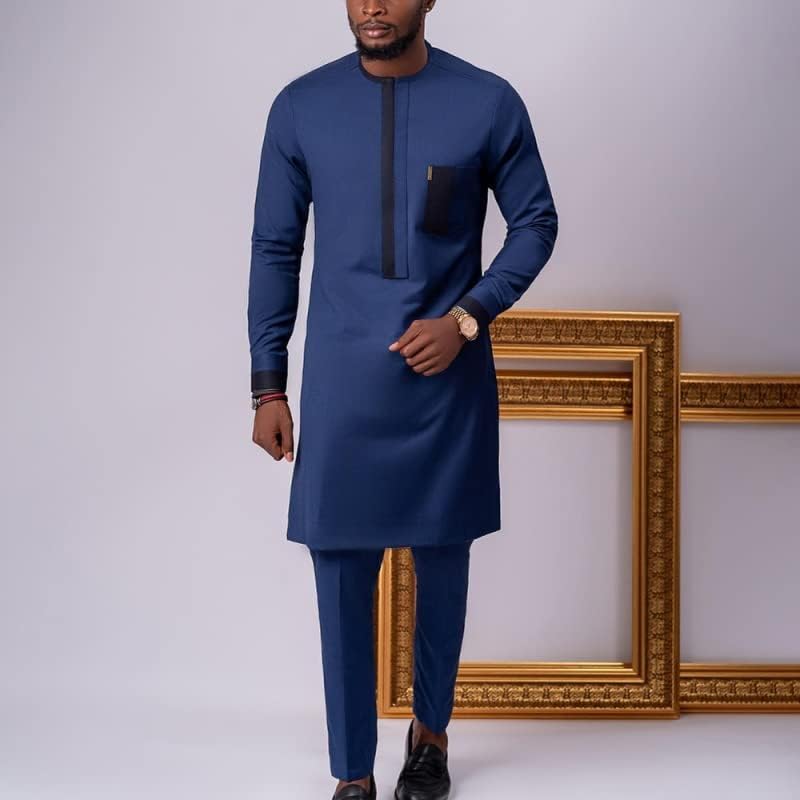 Африкански Комплект Дашики Топ Панталони Комплект Дрехи от 2 теми Традиционна Африканска Облекло за Мъже Casual за Мъже