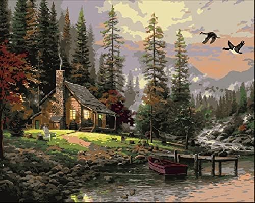 Селска къща Sunset Country River Bridge, Ръчно Рисувани, Дизайнерски Рисуване, Платно за бродиране J 22 (14-каратный