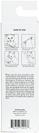 Капачки за нокти Кити Caps за котки | Чисто бяло и коралово-червени, 40 броя, Големи - 24 опаковка | Сигурна, Стилна