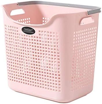 WSZJJ Разделена от Бамбук Холщовая кошница - Двойна кошница за дрехи, с капак на Съвременната Клетъчна Сгъваема кошница (Цвят: розов)