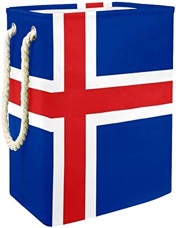 Unicey Знаме на Исландия Водоустойчив Сгъваема Кошница за Дрехи Кофа за Детска Стая Детска Спалня
