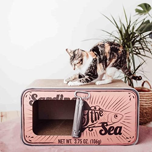 САРДИНКА - Картонена Когтеточка за котки - 60 x 30 x 30 см - Бяла, Черна и розова - Цвят: Черен