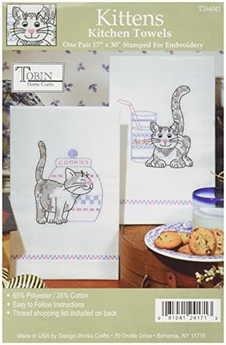 Кухненски кърпи с Изписано Tobin за бродиране, Котенца 17 x30