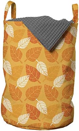 Чанта за дрехи Ambesonne цвят: Жженый Портокал, Силуети на Есенните листа, Илюстрация Листа на Тема Природа, Кошница