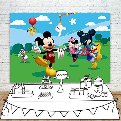 На фона на клуба на Мики Маус честит Рожден Ден, 5x3 фута, Мики и Неговите Приятели, Профили за картини, Винилови Плакати за клуба на Мики Маус за Момчета, Украса на ста