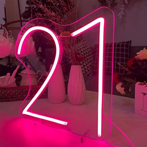 21 Номер на Масата за рождения Ден На Неонова реклама, Настолна Лампа нощна светлина Сватбена Led Неонова реклама с Потребителски