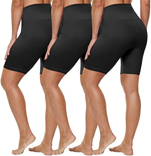 Дамски байкерские шорти HLTPRO 3 в опаковка (Reg & Plus Size) - Мазни Меки 8-инчов дамски къси панталони с висока талия