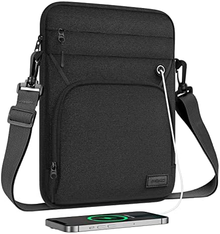 Чанта за таблет MoKo 9-11 инча, Идеален за iPad Air 5 10,9 2022, iPad 9/8/7 10,2, iPad 10th 10,9, iPad Pro 11 M2 2022-2018, Многофункционална чанта през рамо и жак за слушалки, черна