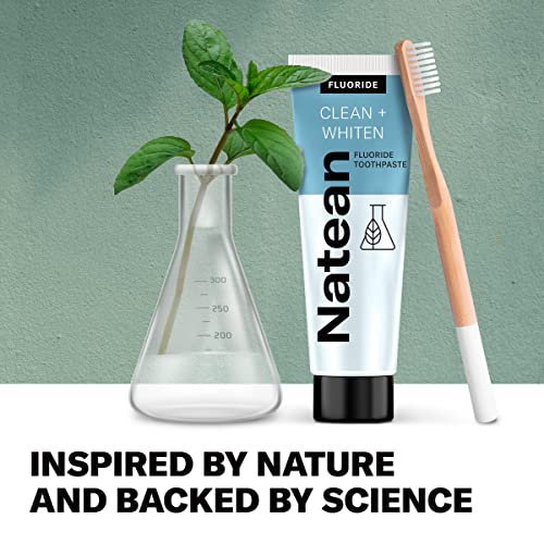 Natean Clean + Избелваща паста за зъби с флуорид Whiten, Чиста Мента - Туба с 4,7 грама