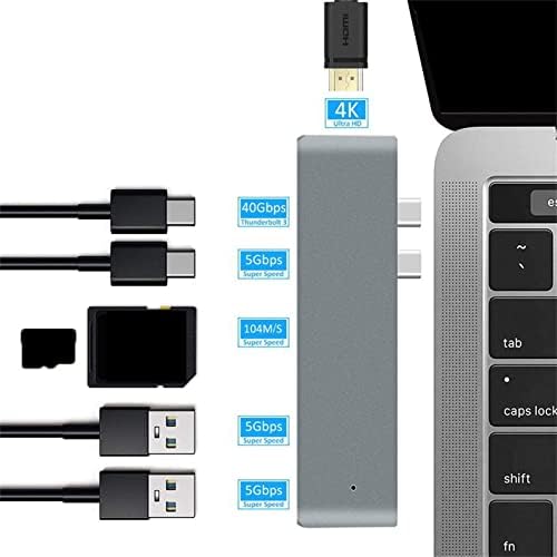 115D53 Двойно USB Type C до 4K, Hdmi, 2 USB 3 0 четец на карти Sd/Tf 2 Адаптер хъб Type C 7 в 2