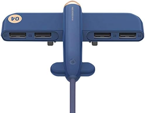 WJCCY USB сплитер Един на четири Док-хъб, 4-Портов Многофункционален удължител USB 2.0 пренос на данни (Цвят: синьо)