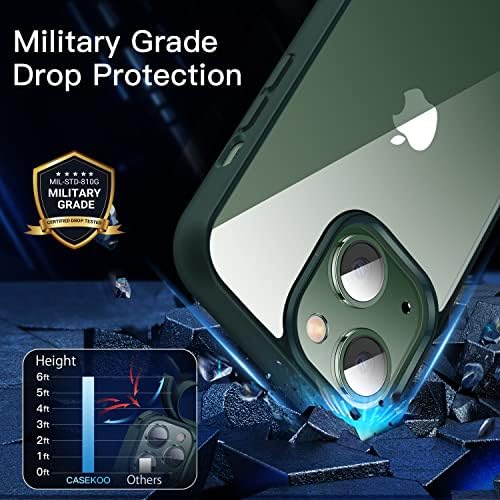 CASEKOO Кристално Чист калъф за iPhone 14 и iPhone 13, [Не желтеющий] [Защита от падане на военен проба] устойчив на удари Защитен калъф за вашия телефон 6,1 инча 2022 зелен цвят