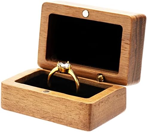COSISO Подарък кутия с Дървен Ринг във формата на един Правоъгълник, за Предложения-Преносим Малък Държач за Годежни