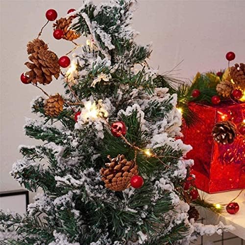 Коледна Гирлянда с дължина 6,5 метра, с Осветление за Коледна украса за дома - Червени Плодове Борова Шишарка, Коледна