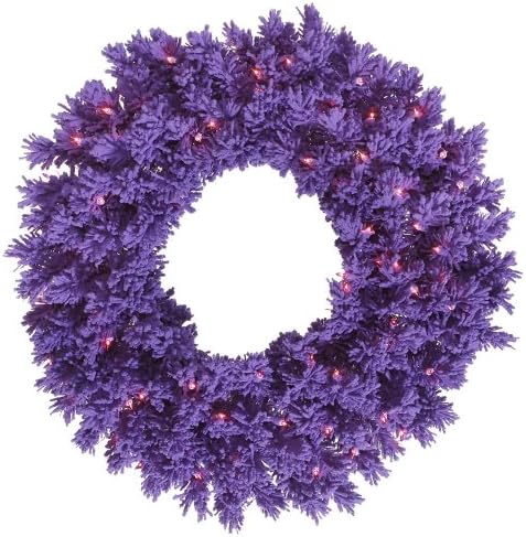 Коледен Венец Vickerman 24 Flocked Purple с 50 Лилави светлини