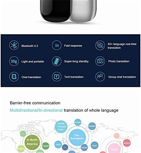 TFIIEXFL Умен Гласов Преводач Smart Instant Real Time Voice 40+ Езици Travel Business Translator за Пътуване и Android
