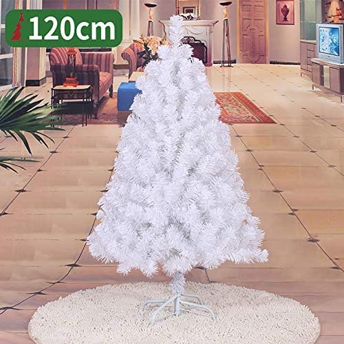 4-Подножието Дългогодишна Коледно Дърво, PVC, Прикачени Изкуствено Коледно дърво Премиум-клас, Празнична Украса със Сгъваема метална стойка, лесен за сглобяване -Бял