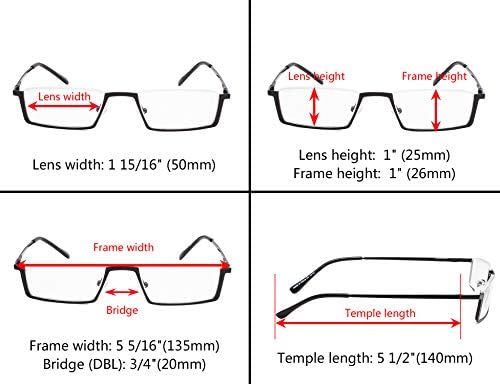 Очила за четене в полукръгла рамки Gr8Sight от 3 теми с кутия пролетта панти +0,75
