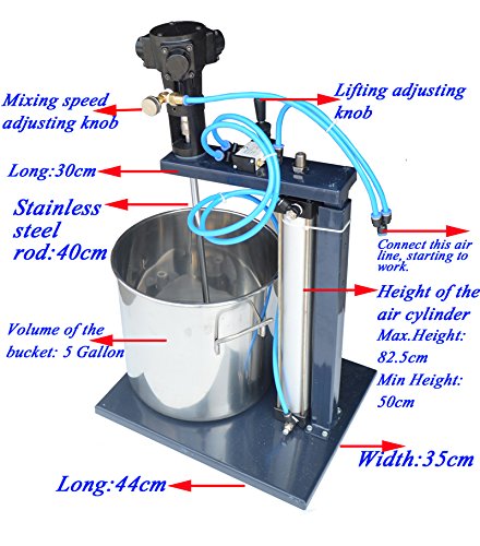 Машинен миксер Huanyu обем 5 литра със стойка, буре за смесване на бои, инструмент за смесване, въздушна мешалка