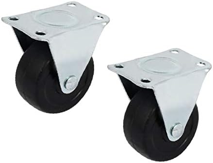 Правоъгълна горната плоча колички X-DREE С Твърд Фиксиран колелото Черен цвят с диаметър 2 инча 2 елемента (Правоъгълна