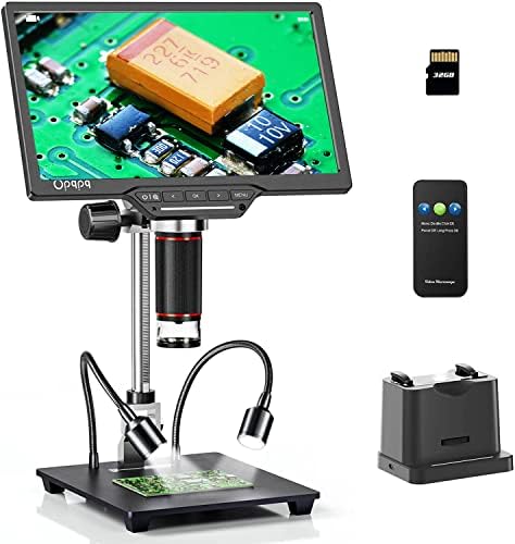 Дигитален микроскоп Opqpq с 10-инчов IPS екран, Микроскоп за запояване ODM202 Max HDMI с долната подсветка за предметни