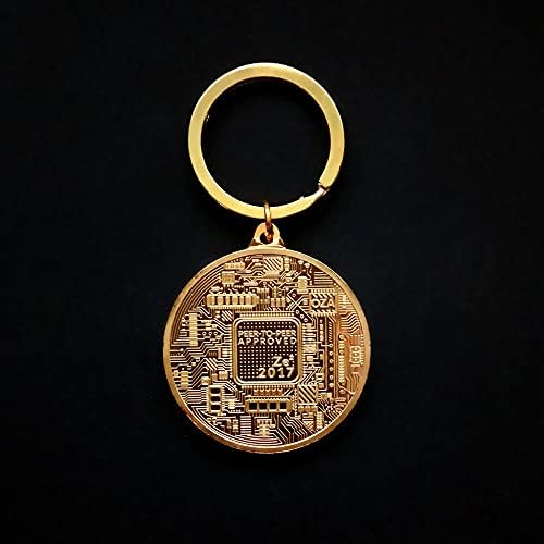 1БР Възпоменателна Монета Позлатен Биткойн Виртуална Монета Биткойн Ключодържател Криптовалюта 2021 Лимитированная Серия