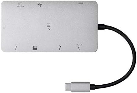 Докинг станция Monoprice USB-C за пътуване - сребриста с HDMI, VGA, Gigabit Ethernet, 2-пристанищен USB 3.0, устройство