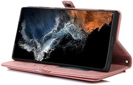 Калъф DENSUL за Samsung Galaxy S23/S23 Plus/S23 Ultra, една Чанта-портфейл с цип, Панти Слот за карта, Магнитна Поставка-Награда, Защитен калъф от Мека Изкуствена кожа, Розов, S23