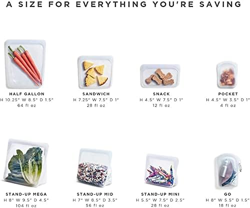 Силиконовата Множество чанта Stasher за съхранение на Сандвичи + Закуски (Aqua) |Контейнер за приготвяне на храна |Обяд,