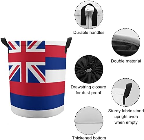Флаг На Хавай. Кошница за дрехи с Дръжки Водоустойчив Сгъваем Дантела Кръгла Кошница За Съхранение на Дрехи Органайзер