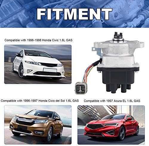 JDMON е Съвместим с Распределителем запалване на Honda Civic 1.6 L SOHC Civic del Sol 1996-1998 Замени TD80 TD80U D16Y7