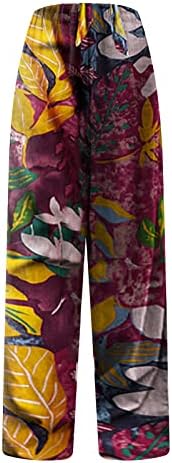 OIOLOY/Дамски Панталони за отдих в стил Двореца с Флорални Принтом, Широки Плажни Панталони на съвсем малък с Джобове,