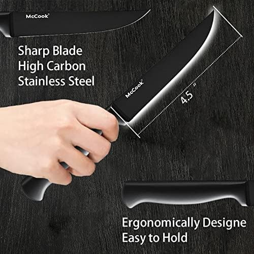 Комплект ножове за стек McCook MC59B от цели ножове за стек от неръждаема стомана с незалепващо покритие с дебелина 6,4,5