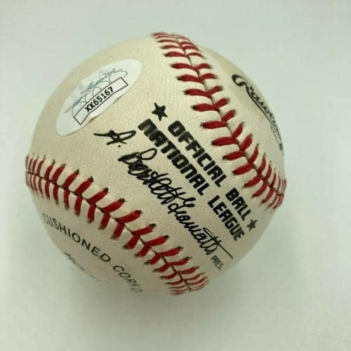 Уили Мейс е подписал Официален договор в Националната лига бейзбол JSA COA - Бейзболни топки с автографи