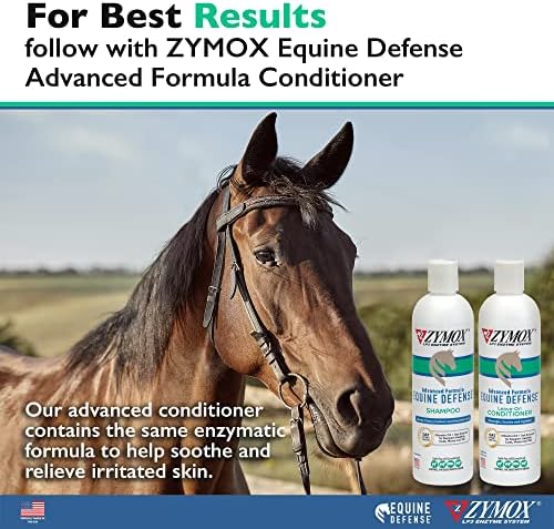 Шампоан Zymox за защита на коне с подобрена формула, 12 унции. – Грижа за коса на кон: почиства, освежава, овлажнява